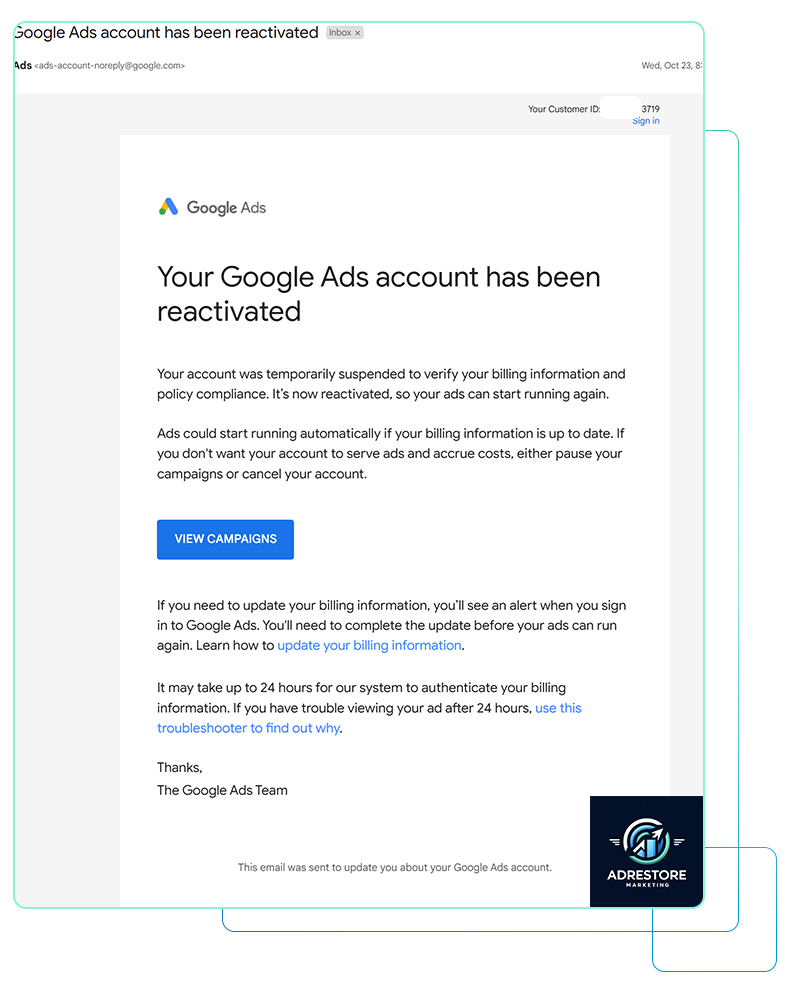 Reactivation Confirmation