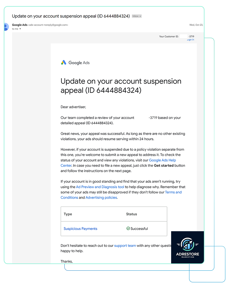 Appeal Successful — Suspicious Payments